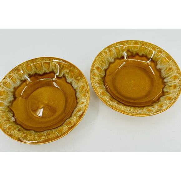 2 Vintage 1960s Canonsburg Pottery Butterscotch Ironstone Dessert Bowls 6" small - Picture 1 of 7